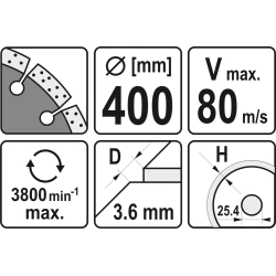 Tarcza diamentowa do betonu 400x25.4 mm YT-5955 YATO