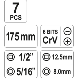 WKRĘTAK UDAROWY CRV 6-KOŃCÓWEK YT-28003 YATO