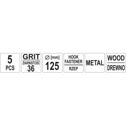 Krążki ścierne z rzepem 125mm p36 5szt. YT-83430 YATO