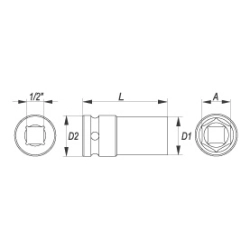 Nasadka udarowa długa 1/2'' 20 mm YT-1040 YATO