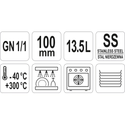 POJEMNIK GASTRONOMICZNY ZE STALI NIERDZEWNEJ GN 1/1 100 YG-00253 YATO