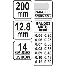 Szczelinomierz 200 mm, 14 listków, 0,05-0,5 mm / YT-7223 / YATO
