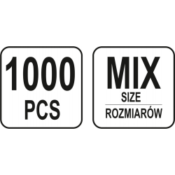 1000 SZT ZAWLECZEK PROSTYCH MIX ROZMIARÓW YT-06885