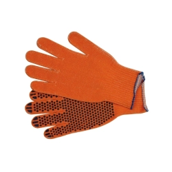 Rękawice bawełniane, nakrapiane, pomarańczowe,"sfd", 5par 74103 VOREL