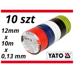 Taśmy izolacyjne 12mmx10mx0,13mm mix kolor, kpl. 10 szt. YT-8156 YATO