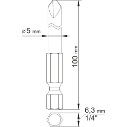 Końcówki wkrętakowe 1/4'', 2 szt - triwing: nr1x100mm nr3x100mm YT-0496 YATO