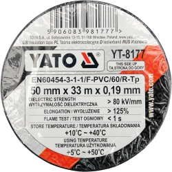 Taśma elektroizolacyjna 50mmx33mx0,19mm, czarna YT-8177 YATO