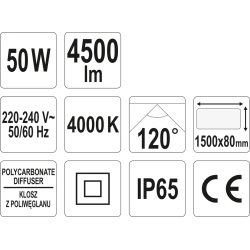 OPRAWA HERMETYCZNA IP65 LED 50W 4000K / YT-81962 / YATO