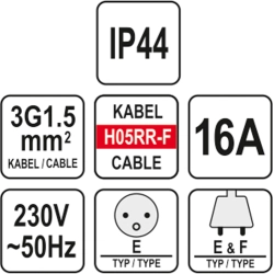 Przedłużacz w osłonie gumowej 10m YT-81021 YATO