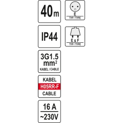 Przedłużacz bębnowy 40m YT-81054 YATO