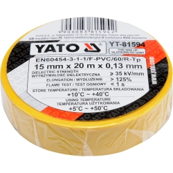 Taśma elektroizolacyjna 15mmx20mx0,13mm żółta YT-81594 YATO