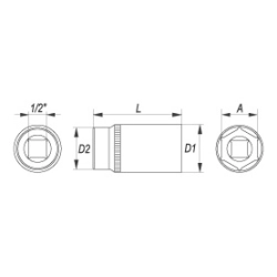 Nasadka sześciokątna, długa 1/2'' 30 mm YT-1239 YATO