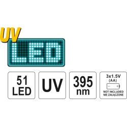 ZESTAW LATARKA UV 51 LED I OKULARY YT-08581 YATO