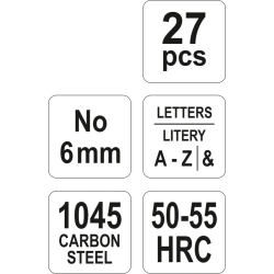 Znaczniki numeratory literowe 6 mm, kpl. 27 szt. YT-6862 YATO