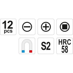 Zestaw wkrętaków 12 szt YT-25967 YATO