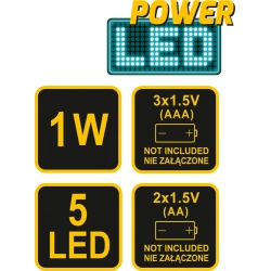 ZESTAW LAMP ROWEROWYCH: CREE 3W ALUMINIOWA + TYLNA 5 LED 88421 VOREL