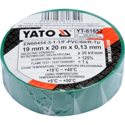 Taśma elektroizolacyjna 19mmx20mx0,13mm, zielona YT-81652 YATO