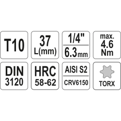 KLUCZ TRZPIENIOWY TORX 1/4