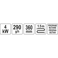 LUTLAMPA PALNIK GAZOWY DO LUTOWANIA 8 kW DYSZE WĄŻ YT-36730 Yato