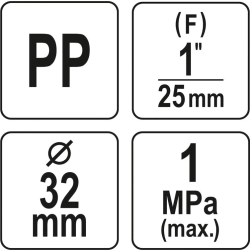 Trójnik PP GW 32mm x 1'' x 32mm