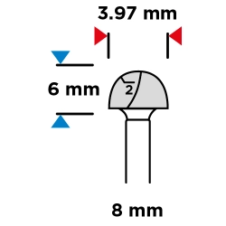 Frez do rowków typu U, HM, 3.97 x 6 mm, trzpień 8 mm GRAPHITE 56H211
