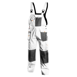 Spodnie robocze na szelkach, białe, HD, rozmiar S/48 NEO 81-140-S