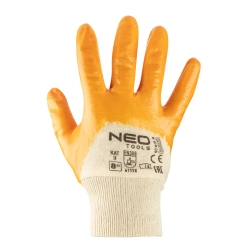Rękawice robocze, bawełna, pokryte częściowo nitrylem, 4111X, rozmiar 9 NEO 97-631-9