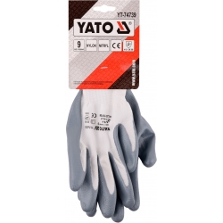 Rękawice robocze olejoodporne białe 9 YT-74739 YATO