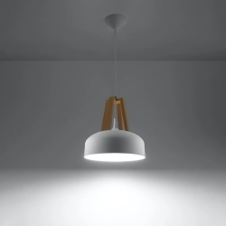 Lampa wisząca CASCO biała/naturalne drewno SL.0388 Sollux Lighting