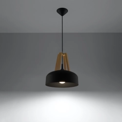 Lampa wisząca CASCO czarna/naturalne drewno SL.0390 Sollux Lighting