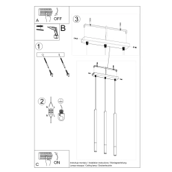 Lampa wisząca MOZAICA 3L czarny/chrom SL.0886 Sollux Lighting