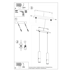 Lampa wisząca LOOPEZ 2 czarny/miedź SL.0947 Sollux Lighting