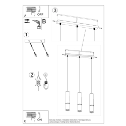 Lampa wisząca LOOPEZ 3L czarny/miedź SL.0948 Sollux Lighting