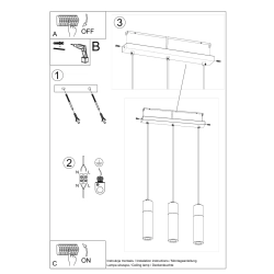 Lampa wisząca ZANE 3 szara SL.0967 Sollux Lighting