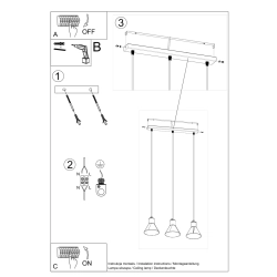 Lampa wisząca TALEJA 3 czarna [E27] SL.0986 Sollux Lighting