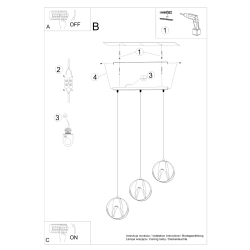 Lampa wisząca TULOS 3L biała SL.1085 Sollux Lighting