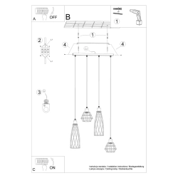 Lampa wisząca SUBA 4L czarna SL.1167 Sollux Lighting