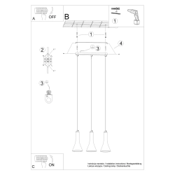 Lampa wisząca REA 3L beton SL.1225 Sollux Lighting