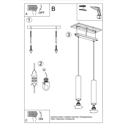 Lampa Wisząca LAGOS 2 złoty połysk SL.1241 Sollux Lighting