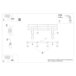 Plafon ZUCA 4 czarny SL.1298 Sollux Lighting