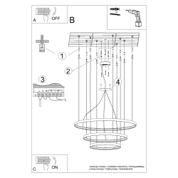 Żyrandol RIO 3 55/78/110 czarny LED 4000K TH.177 Thoro Lighting